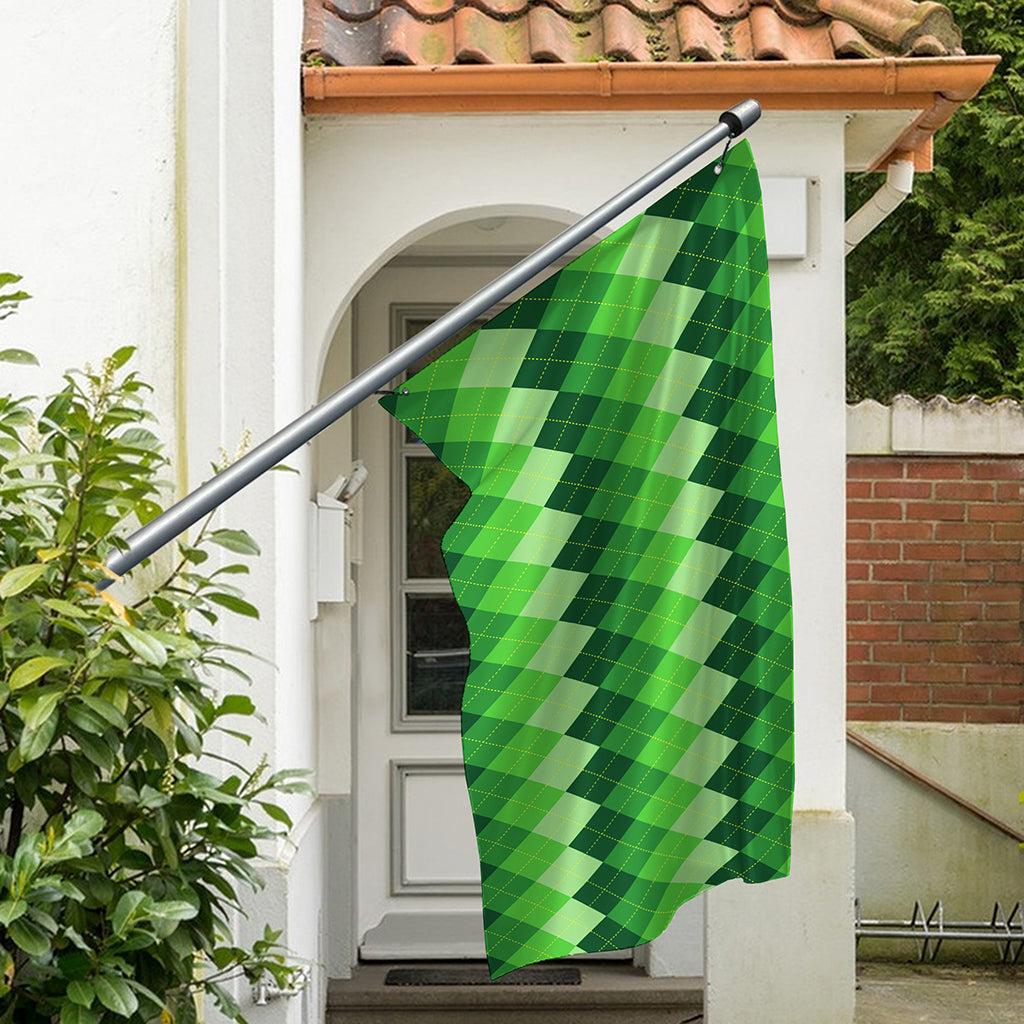 Grass Green Argyle Pattern Print Polyester Flag