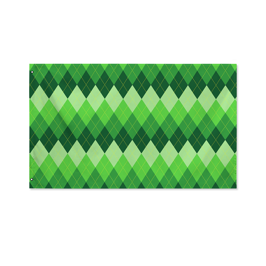 Grass Green Argyle Pattern Print Polyester Flag