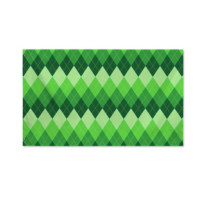 Grass Green Argyle Pattern Print Polyester Flag