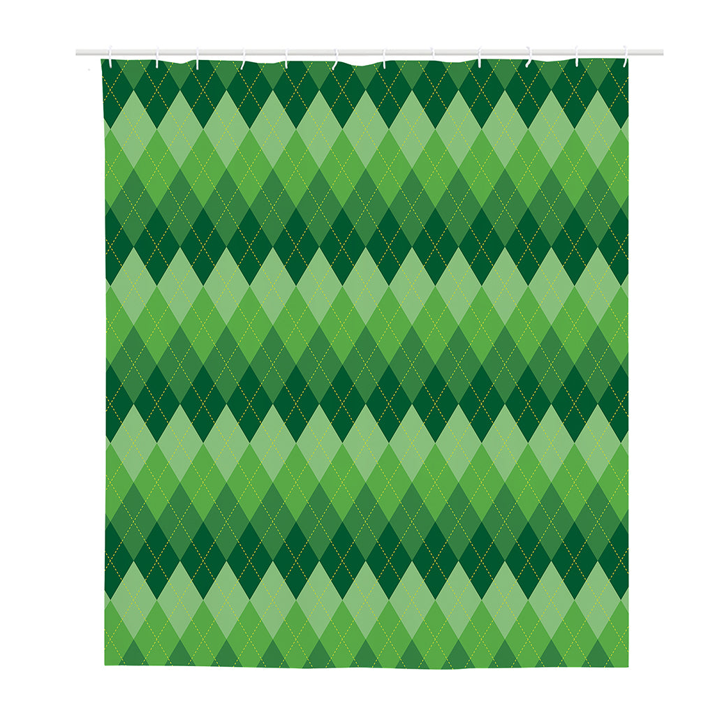 Grass Green Argyle Pattern Print Polyester Shower Curtain