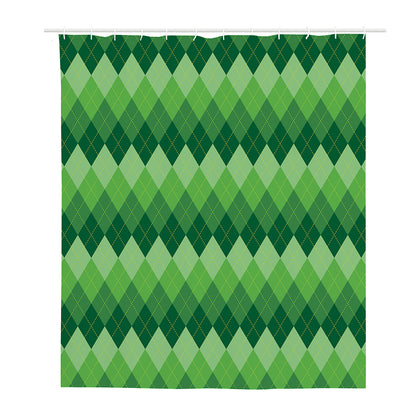 Grass Green Argyle Pattern Print Polyester Shower Curtain