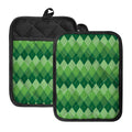 Grass Green Argyle Pattern Print Pot Holders With Pocket