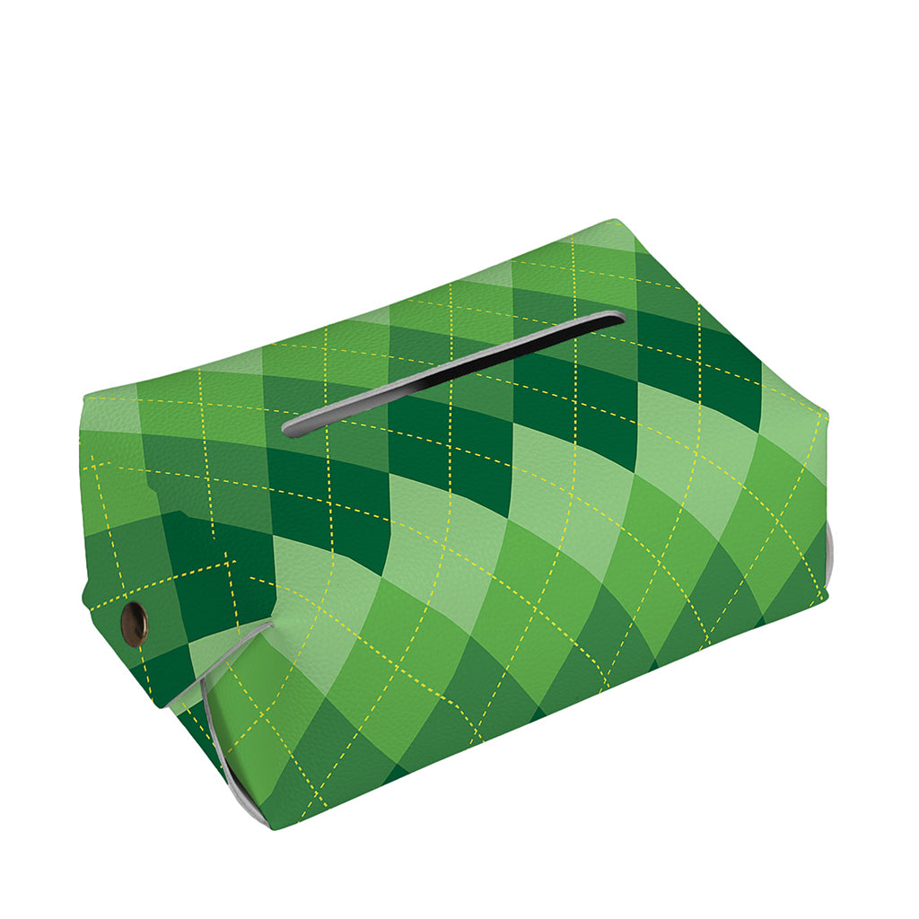 Grass Green Argyle Pattern Print Rectangle Tissue Box Cover