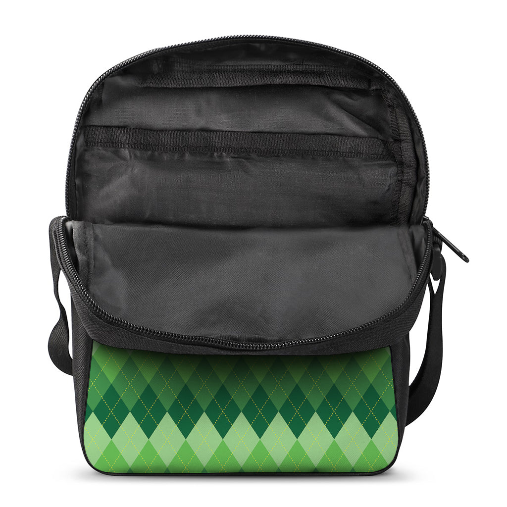 Grass Green Argyle Pattern Print Rectangular Crossbody Bag