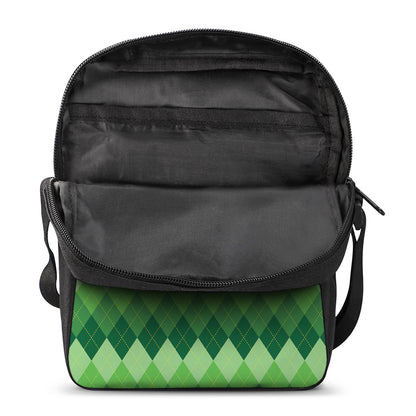 Grass Green Argyle Pattern Print Rectangular Crossbody Bag