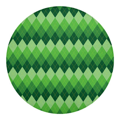 Grass Green Argyle Pattern Print Round Blanket