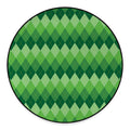 Grass Green Argyle Pattern Print Round Floor Mat