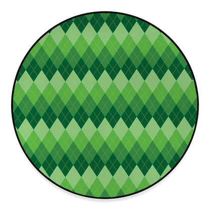 Grass Green Argyle Pattern Print Round Floor Mat