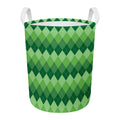Grass Green Argyle Pattern Print Round Laundry Basket