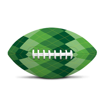 Grass Green Argyle Pattern Print Rugby Ball