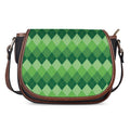 Grass Green Argyle Pattern Print Saddle Bag