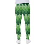 Grass Green Argyle Pattern Print Scuba Joggers