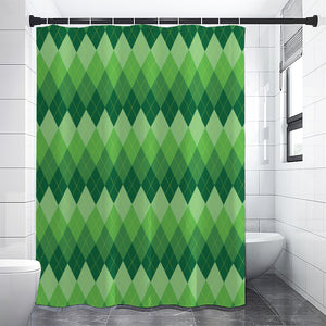 Grass Green Argyle Pattern Print Shower Curtain