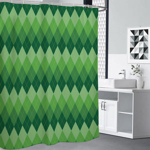 Grass Green Argyle Pattern Print Shower Curtain