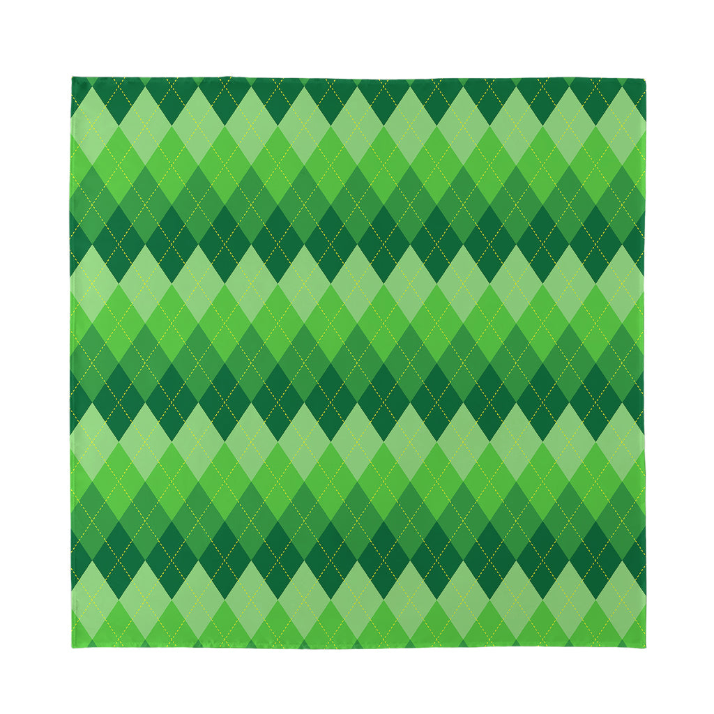 Grass Green Argyle Pattern Print Silk Bandana