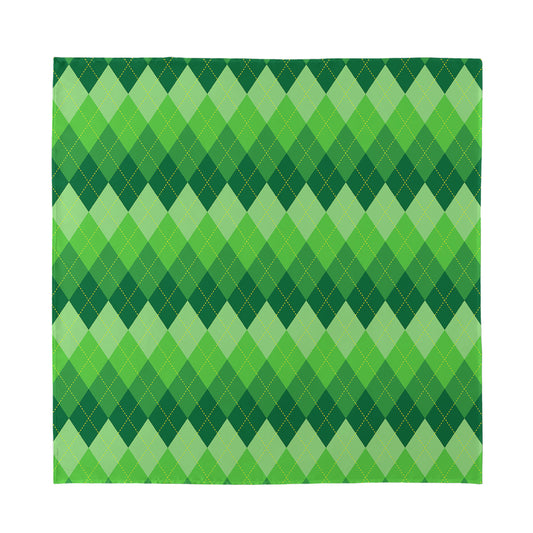 Grass Green Argyle Pattern Print Silk Bandana