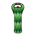 Grass Green Argyle Pattern Print Single Neoprene Wine Tote