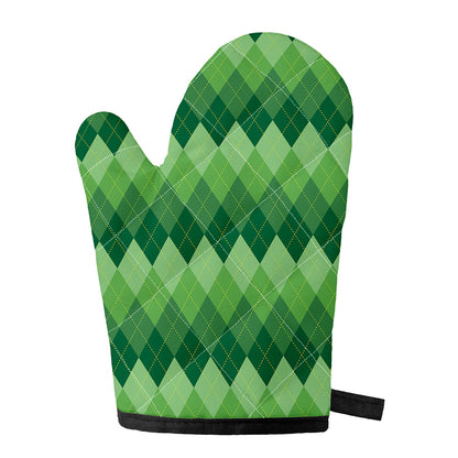 Grass Green Argyle Pattern Print Single Oven Mitt