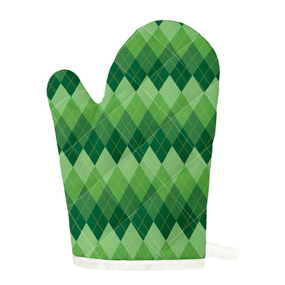 Grass Green Argyle Pattern Print Single Oven Mitt
