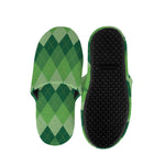 Grass Green Argyle Pattern Print Slippers