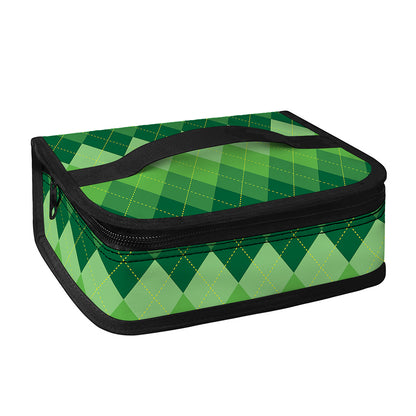 Grass Green Argyle Pattern Print Small Lunch Bag