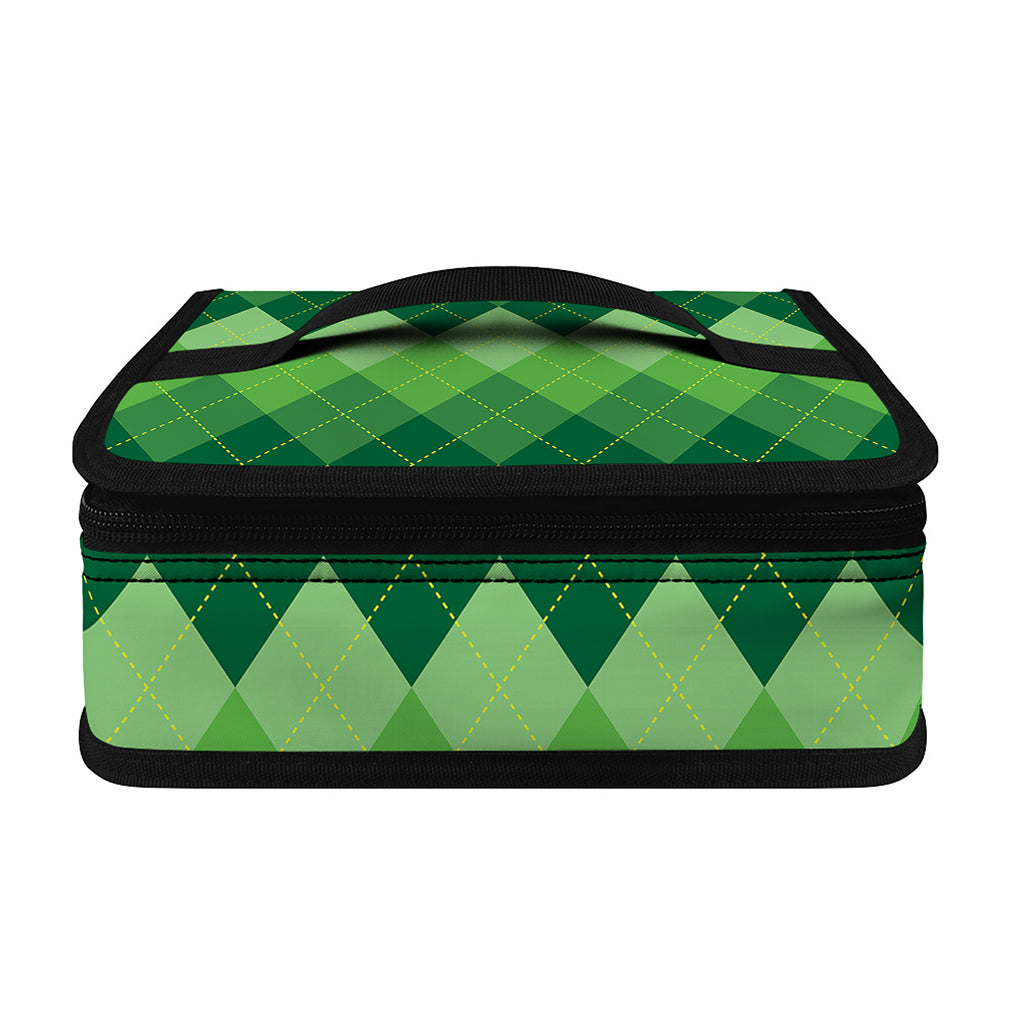 Grass Green Argyle Pattern Print Small Lunch Bag