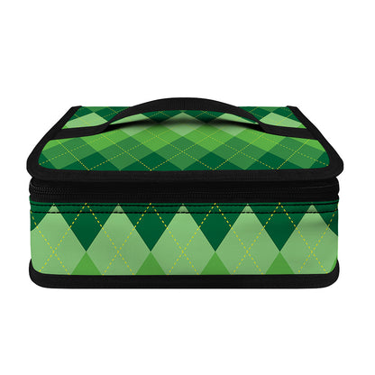 Grass Green Argyle Pattern Print Small Lunch Bag