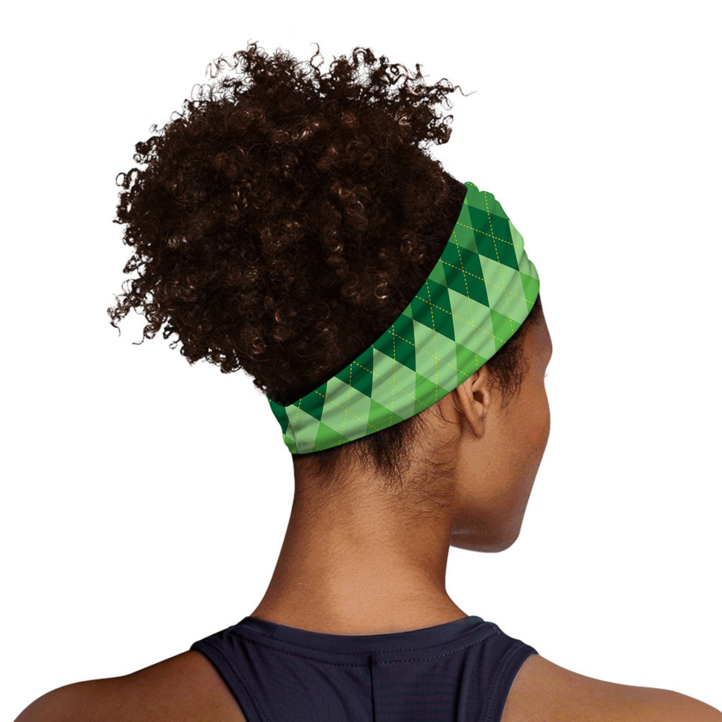Grass Green Argyle Pattern Print Sports Headband