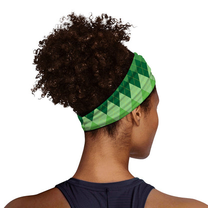 Grass Green Argyle Pattern Print Sports Headband