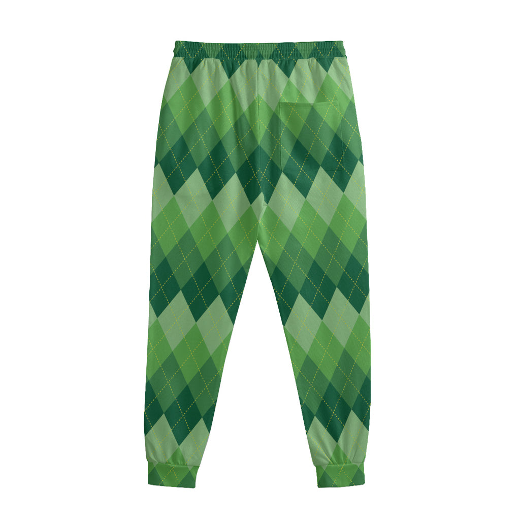 Grass Green Argyle Pattern Print Sweatpants