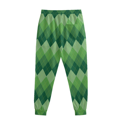 Grass Green Argyle Pattern Print Sweatpants