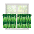 Grass Green Argyle Pattern Print Tier Curtains
