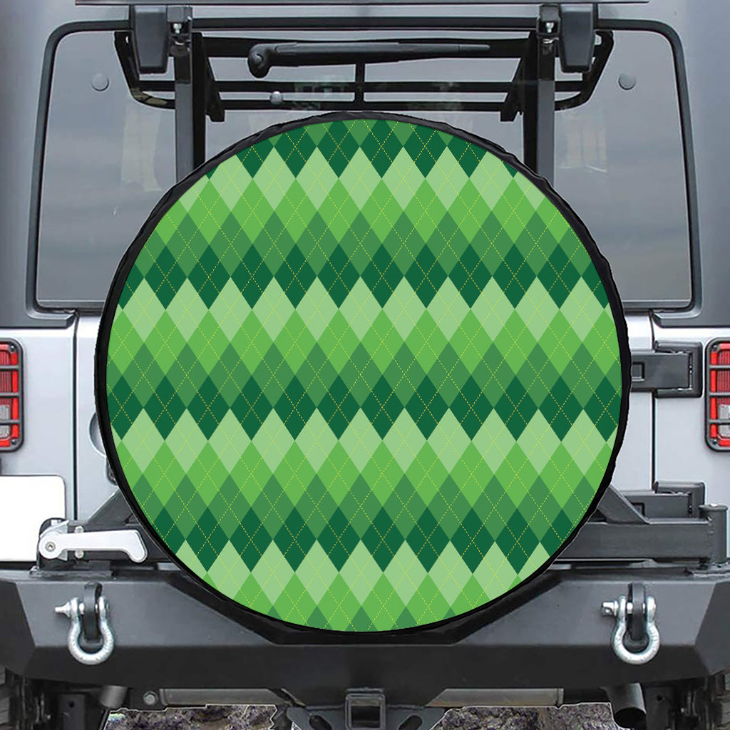 Grass Green Argyle Pattern Print Tire Cover