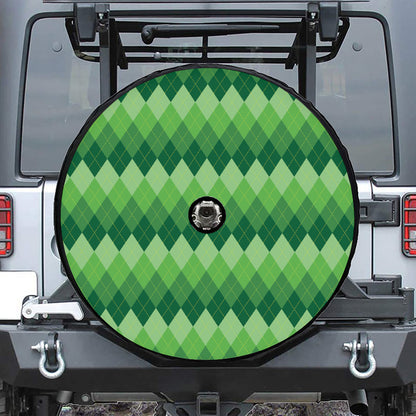 Grass Green Argyle Pattern Print Tire Cover With Camera Hole