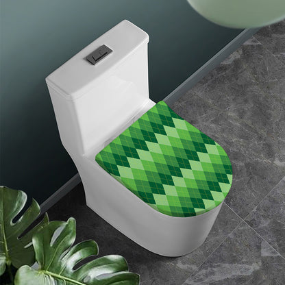 Grass Green Argyle Pattern Print Toilet Lid Cover