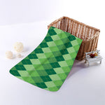 Grass Green Argyle Pattern Print Towel