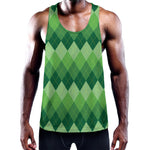 Grass Green Argyle Pattern Print Training Tank Top