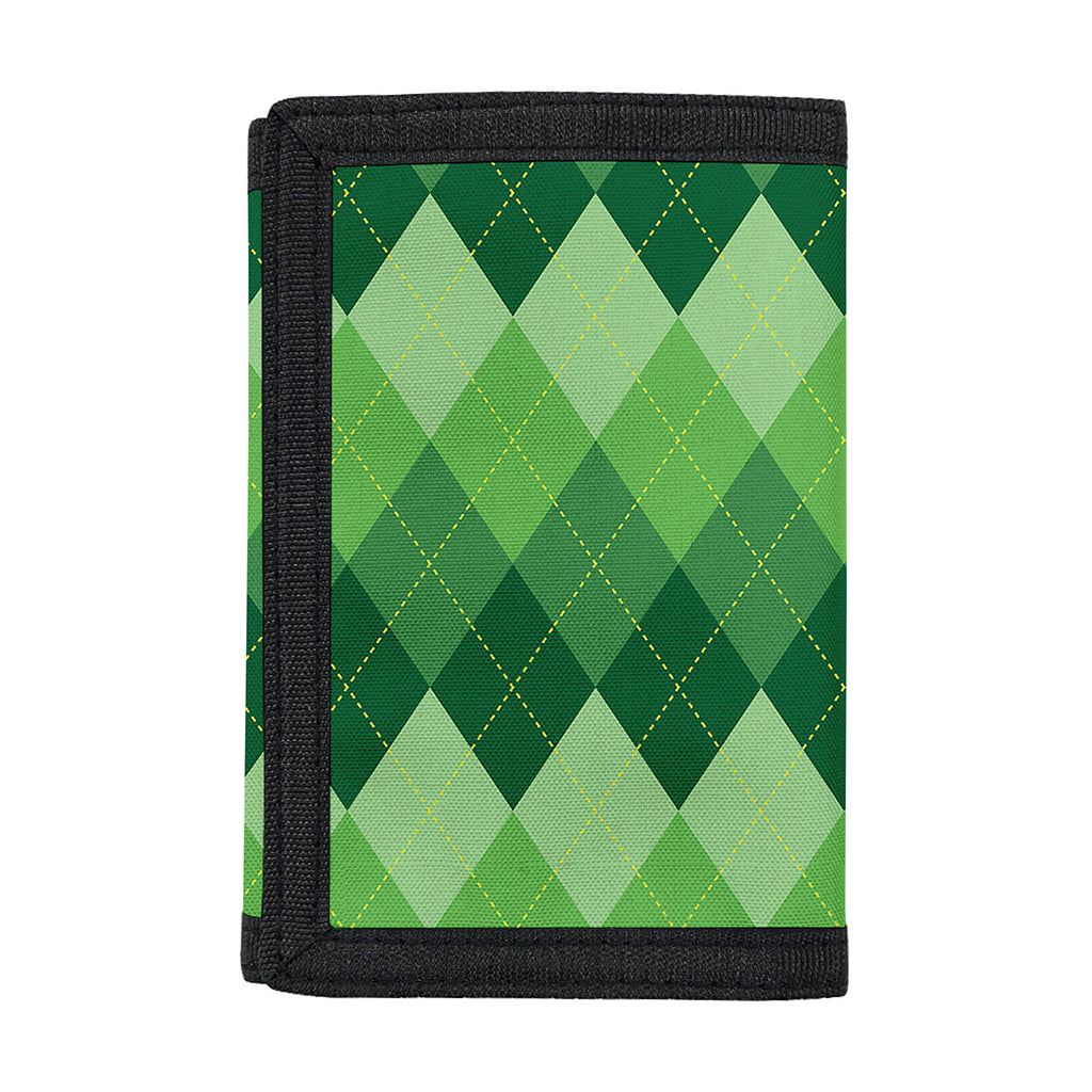 Grass Green Argyle Pattern Print Trifold Wallet