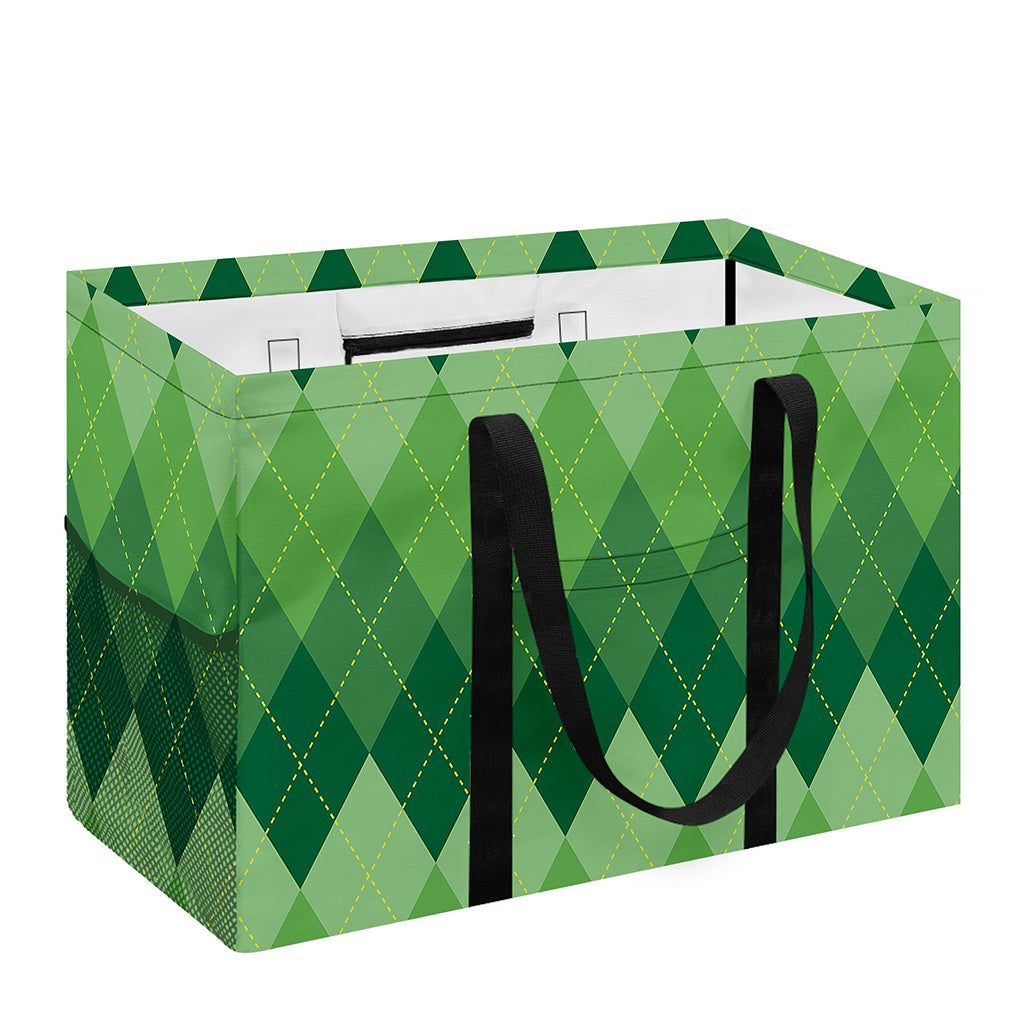 Grass Green Argyle Pattern Print Utility Tote Bag