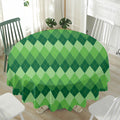 Grass Green Argyle Pattern Print Waterproof Round Tablecloth