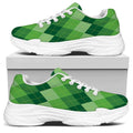 Grass Green Argyle Pattern Print White Chunky Shoes