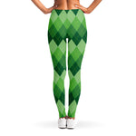 Grass Green Argyle Pattern Print Women's Leggings
