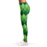 Grass Green Argyle Pattern Print Women's Leggings