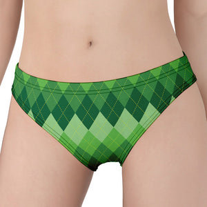 Grass Green Argyle Pattern Print Women's Panties