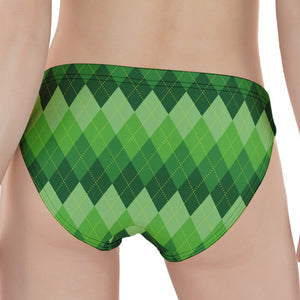 Grass Green Argyle Pattern Print Women's Panties