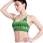 Grass Green Argyle Pattern Print Women's Sports Bra
