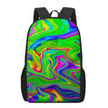Green Abstract Liquid Trippy Print 17 Inch Backpack