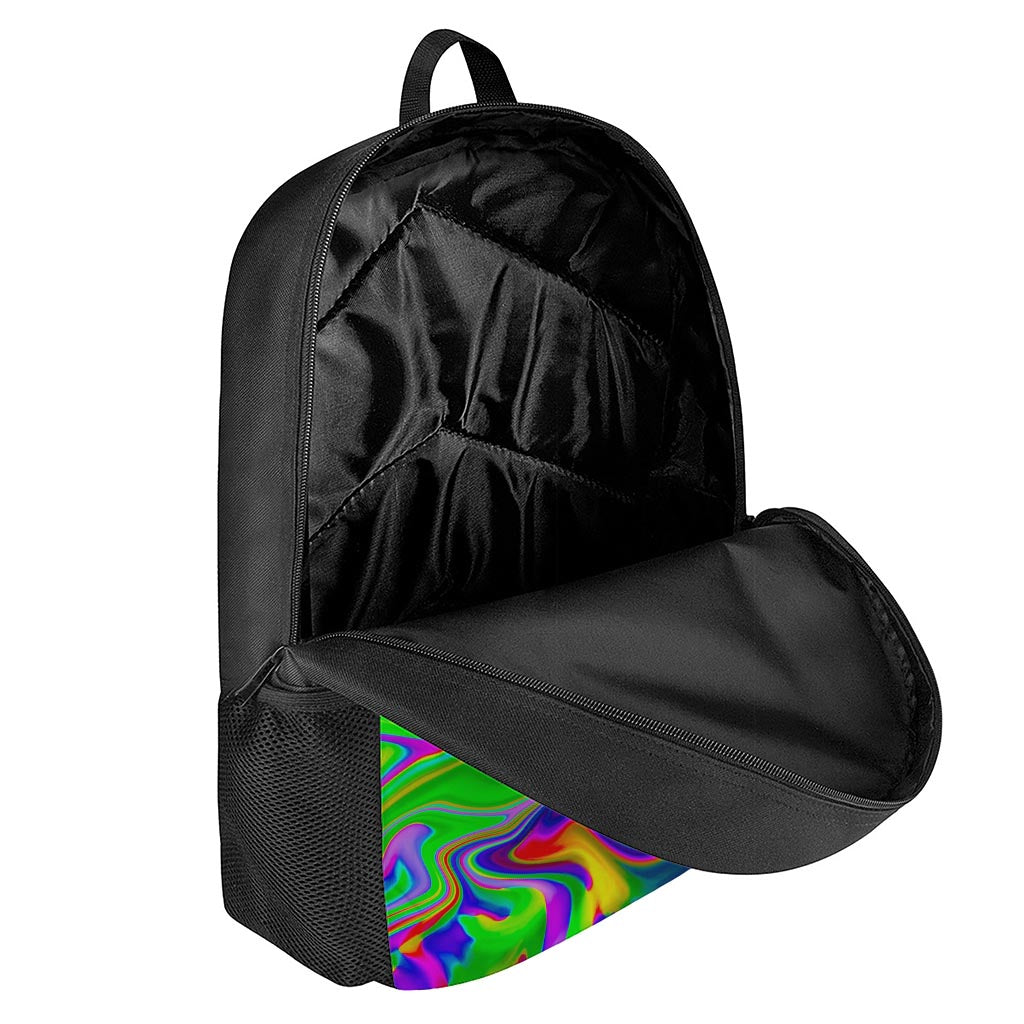 Green Abstract Liquid Trippy Print 17 Inch Backpack