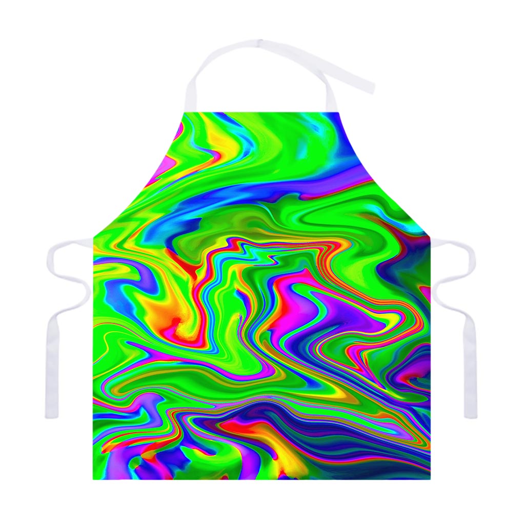 Green Abstract Liquid Trippy Print Adjustable Apron
