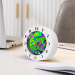 Green Abstract Liquid Trippy Print Alarm Clock